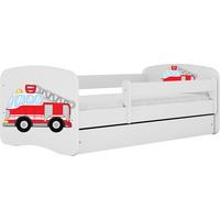 KINDERBETT Emily mit Schublade und Matratze, Weiß 70x140 cm - Rot, Holzwerkstoff (140/70cm) - WFL GROUP