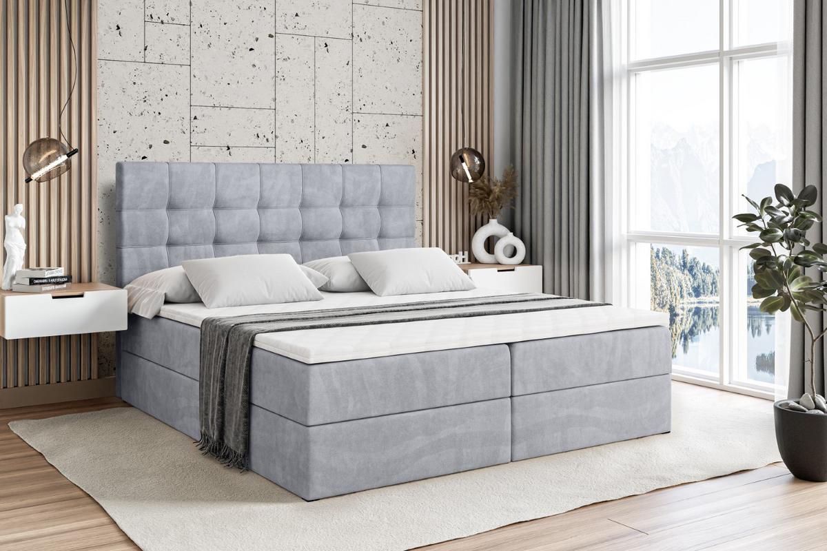 BOXBETT mit H3-Matratze und Lattenrost - BERO - 140x200 Hellgrau - Hellgrau, Holzwerkstoff (140/200cm) - ALTDECOR