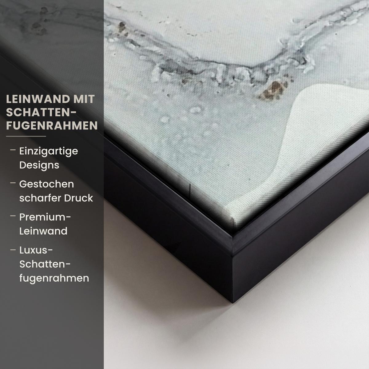 LEINWAND Bilder mit Rahmen - Marmor - Schwarz - Weiß - Gold - Luxus - Abstrakt - 50x50 - Goldfarben, Textil (50/50cm) - MuchoWow