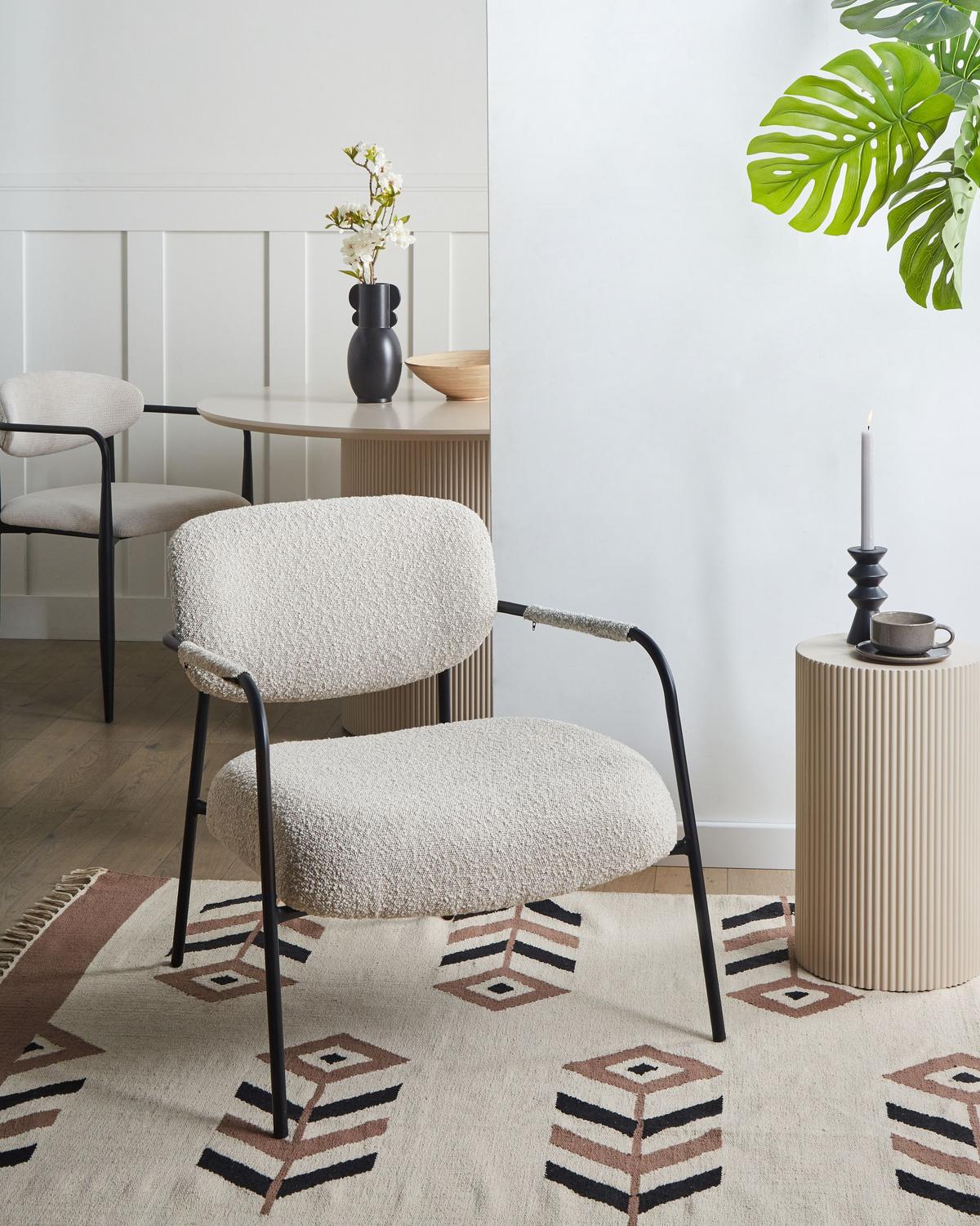 SESSEL Hellbeige Ausvika - Beige/Schwarz, Textil (70/7/71cm) - Beliani