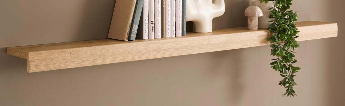 WANDBOARD in Evoke Eiche, Wandregal 200 cm - Kaschmir/Eichefarben, Holzwerkstoff (200/8/20cm) - Furn.Design