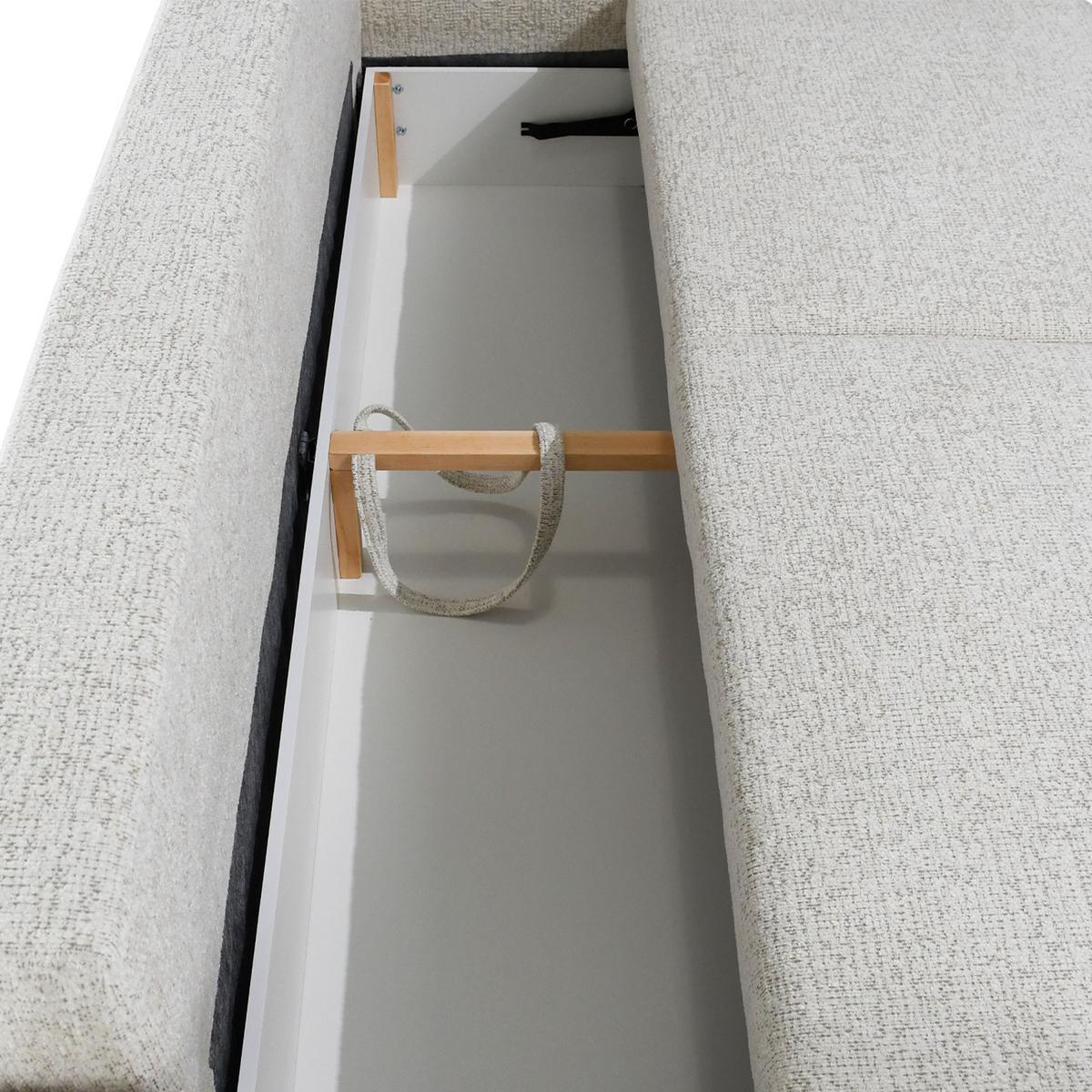SCHLAFSOFA Vito 3-Sitzer mit Bettkasten, DL-System, Chenille-Stoff, Beige - Beige/Schwarz, Textil (256/90/99cm) - Beautysofa