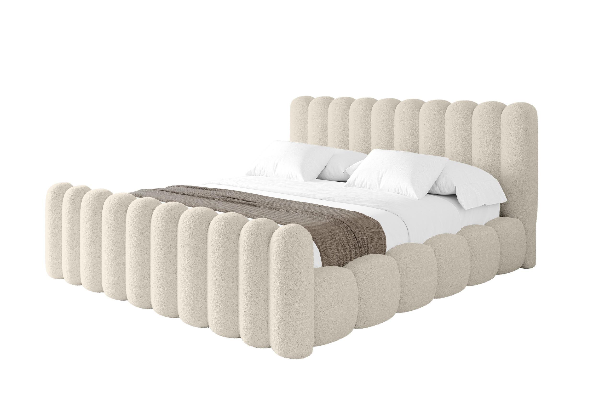 POLSTERBETT mit Bettkasten, Fußteil und Lattenrost, Boxbett ohne Matratze - SENA-Z 180x200 Beige - Taupe, Holzwerkstoff/Textil (180/200cm) - ALTDECOR