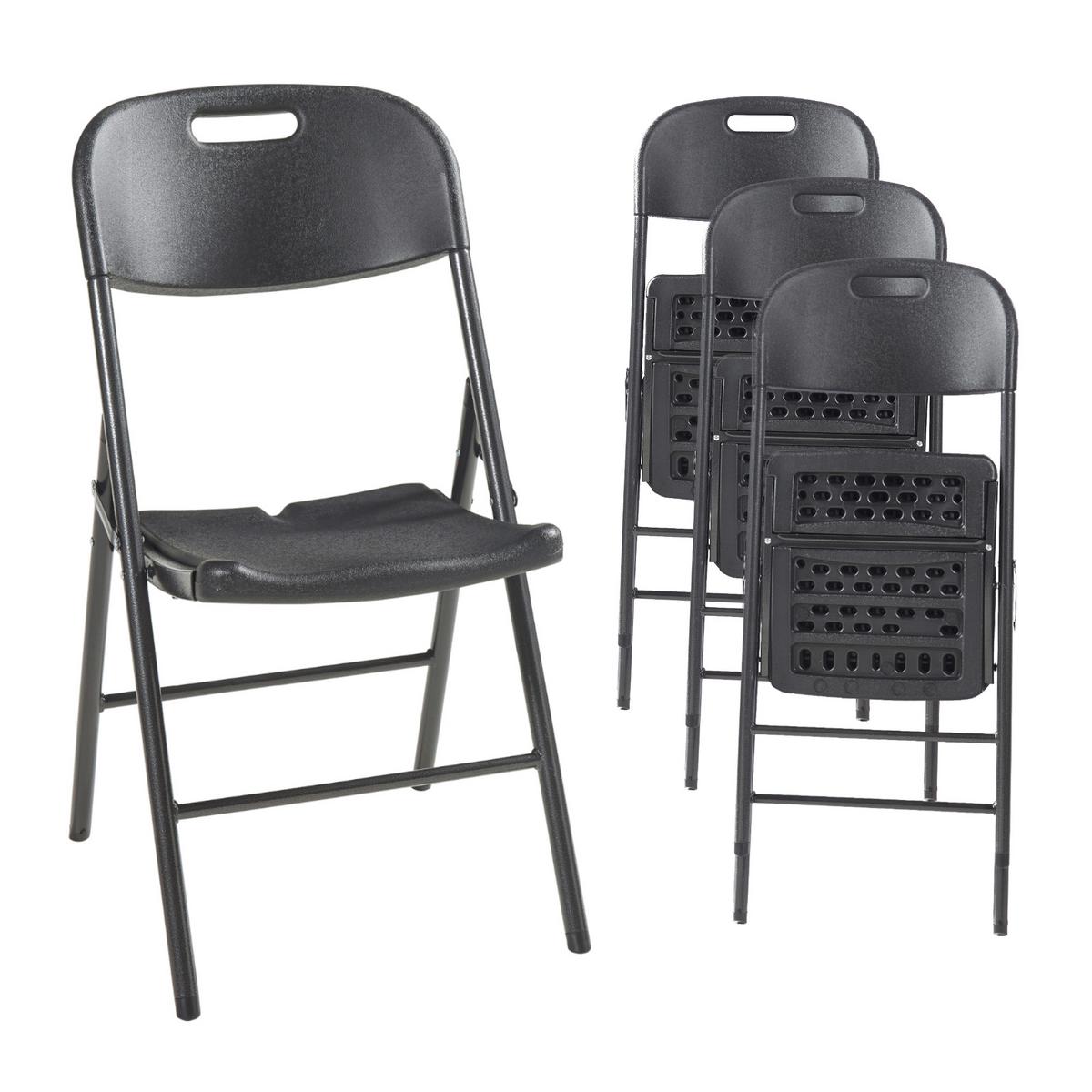 KLAPPSTUHL Ljusnarsberg - Schwarz, Kunststoff/Metall (46/87/53cm) - [en.casa]