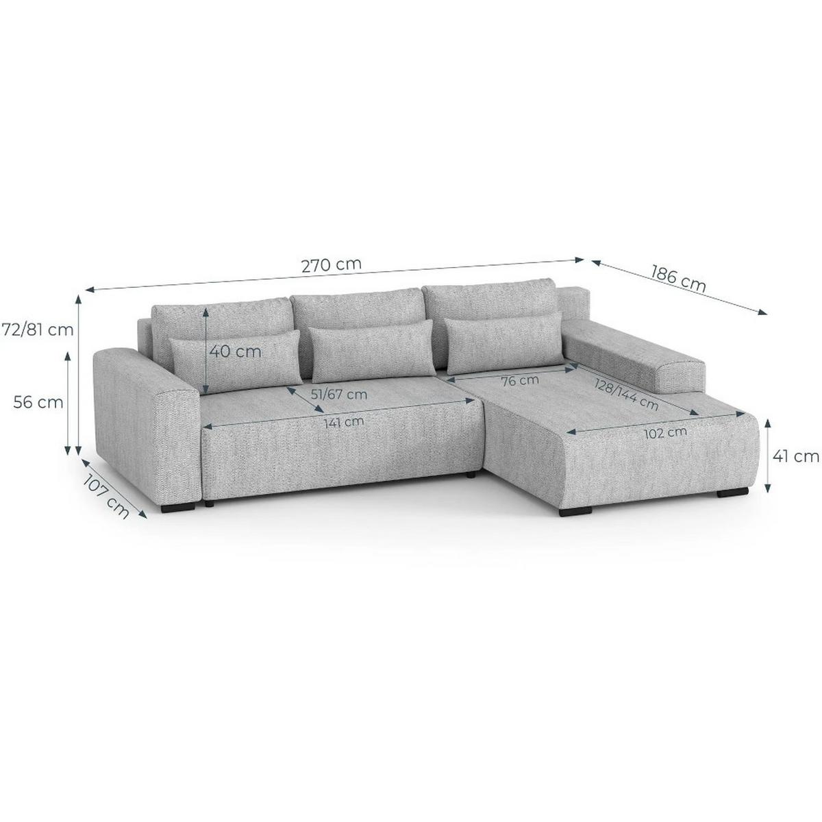 ECKSCHLAFSOFA Benny dunkelrot rechts - Schwarz/Dunkelrot, Kunststoff/Textil (271/185cm) - Beautysofa