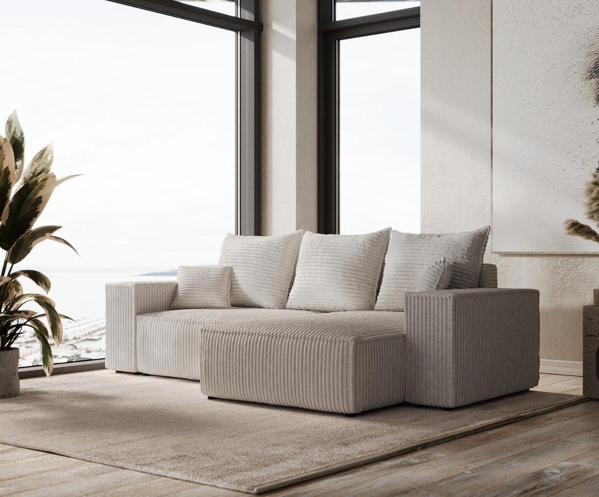 ECKSOFA SENSO mit Schlaffunktion Grau im Tilia Stoff - Schwarz/Grau, Holz/Holzwerkstoff (255/148cm) - AltaBeds