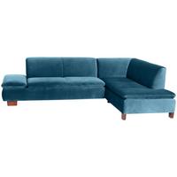 ECKSOFA mit Ottomane rechts Kaye Bezug Samtvelours Buche nussbaum dunkel / petrol - Blau, Kunststoff (270/190cm) - 58aufmkessel