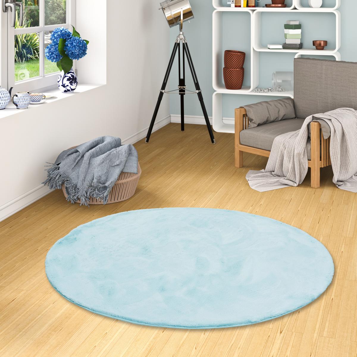 FELLTEPPICH LUXUS SUPER SOFT PLUSH RUND - Türkis, Textil (80/80cm) - Pergamon