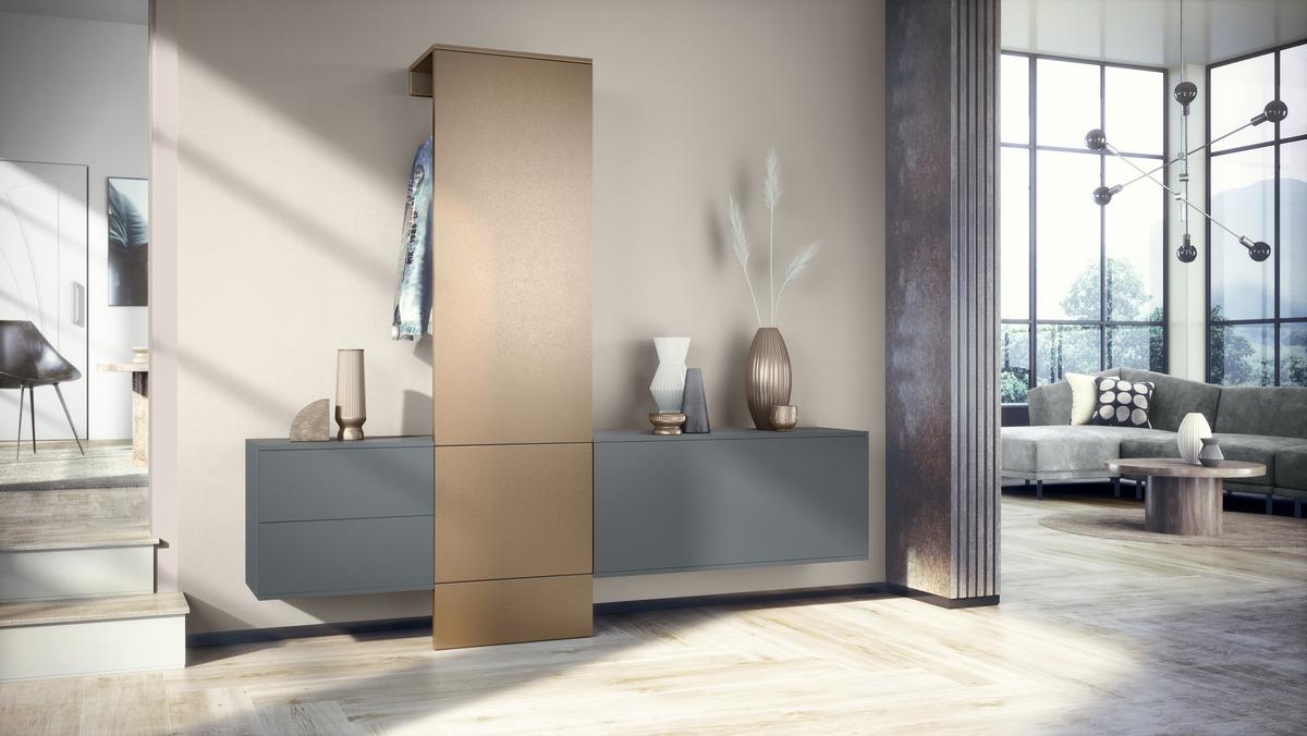 GARDEROBE Carlton Paneel in Bronze Optik - Bronzefarben, Holzwerkstoff (209/193/35cm) - Vladon