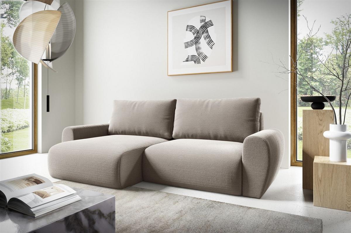 ECKSOFA Galan Mit Schlaffunktion - Beige, Holzwerkstoff/Textil (253/153cm) - Fun Möbel