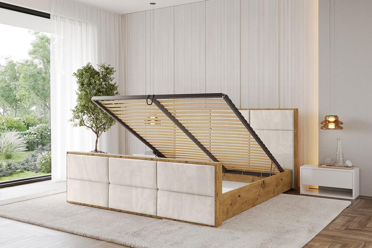 POLSTERBETT mit Bettkasten, Fußteil und Lattenrost, Boxbett ohne Matratze - ENZO1-Z 180x200 Beige - Beige, Holzwerkstoff/Textil (180/200cm) - ALTDECOR