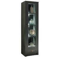 VITRINE grün Landhaus 50 x 197 cm, Vitrinenschrank für Wohn- und Esszimmer - Chromfarben/Schwarz, Glas/Holz (50/197/43cm) - Furn.Design