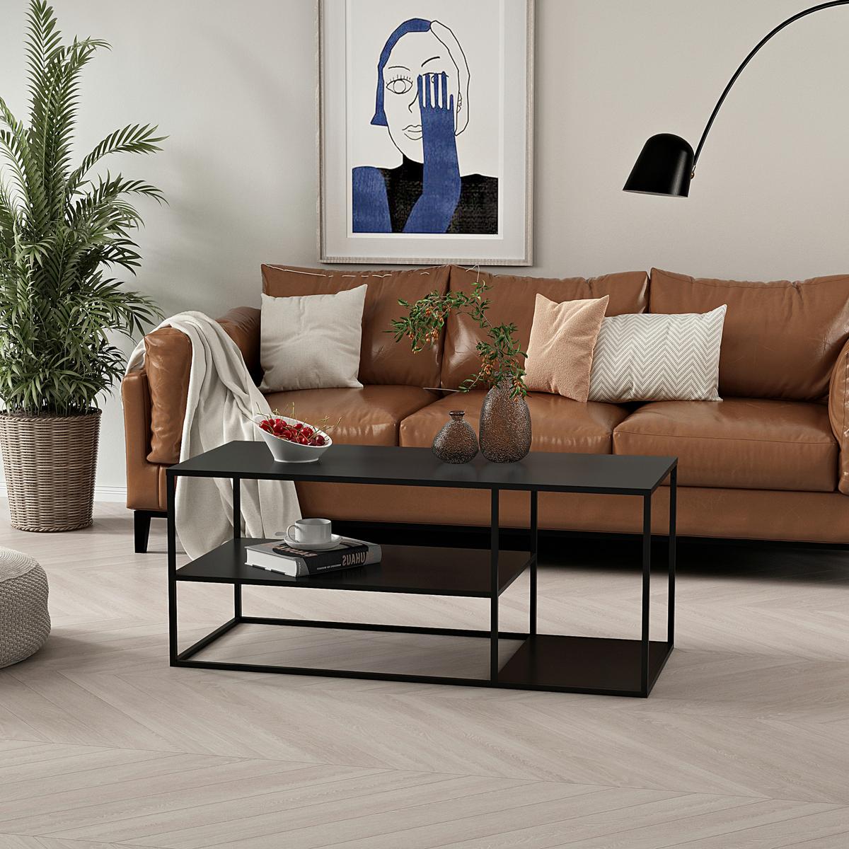 COUCHTISCH Solund 120/50/50 cm - Schwarz, Metall (50/120/50cm) - [en.casa]
