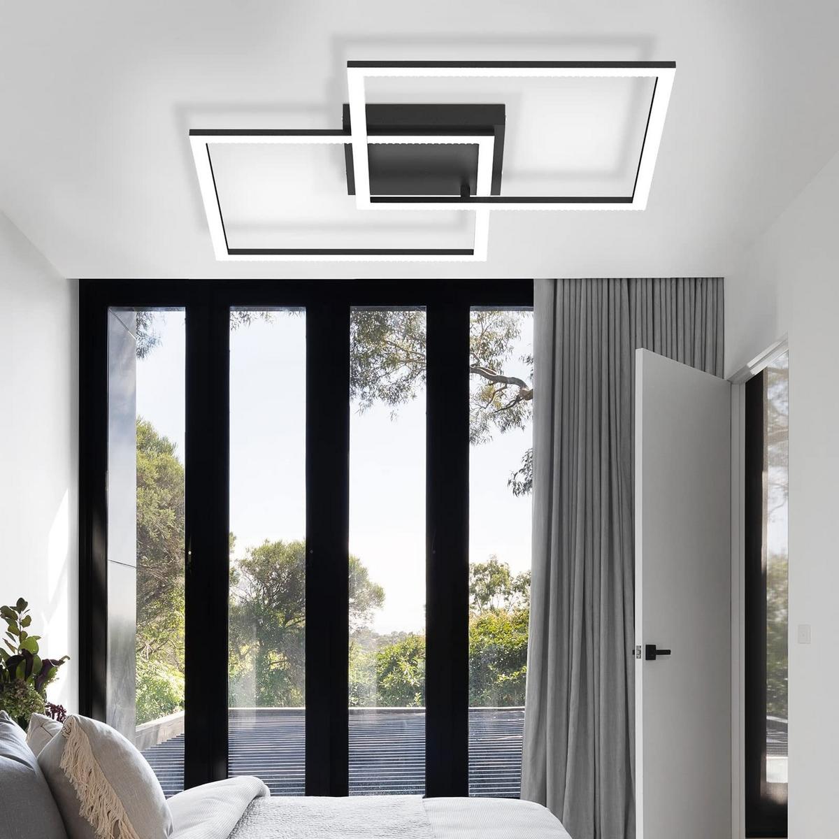 LED-DECKENLEUCHTE Rabenfluch 54.0/7.5/54.0 cm - Schwarz, Metall (54/54/7.5cm) - ZMH