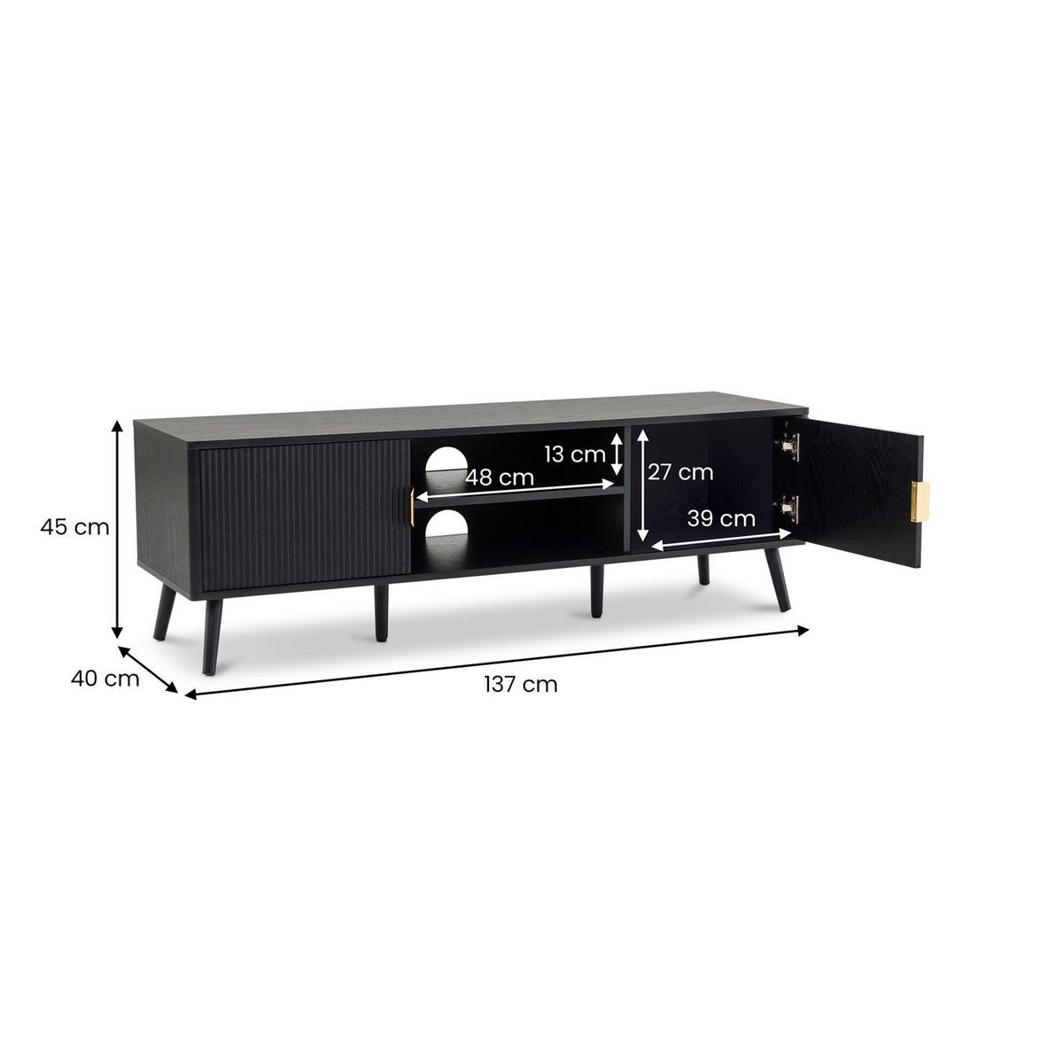LOWBOARD ALMA schwarz - Schwarz, Holzwerkstoff (137/45/40cm) - IDIMEX