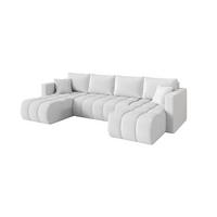 WOHNLANDSCHAFT mit Schlaffunktion und Bettkasten GARD-U 300x146x85 Weiß Bouclé - Schwarz/Weiß, Holzwerkstoff/Kunststoff (300/85/146cm) - ALTDECOR