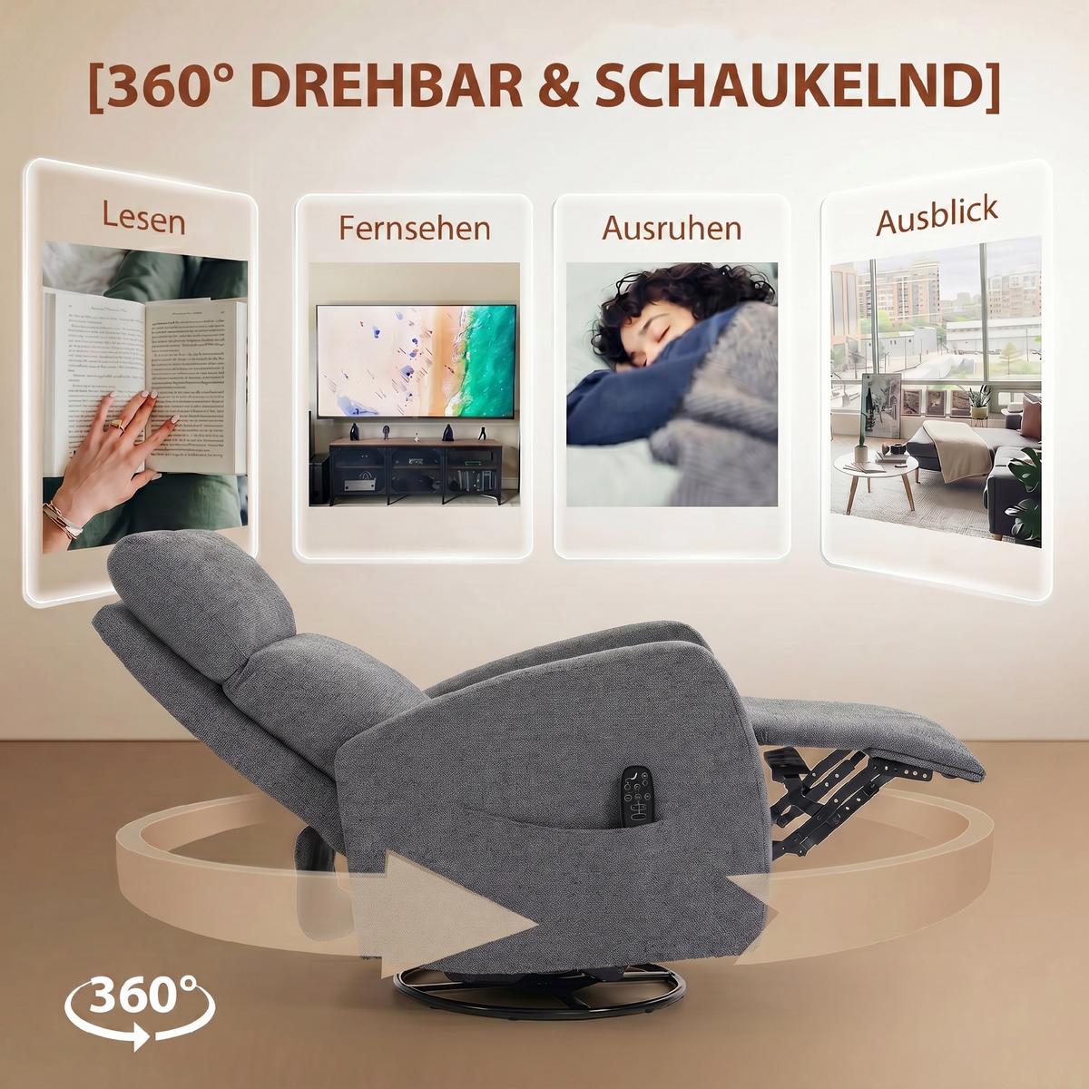 MASSAGESESSEL Chenille Dunkelgrau - Dunkelgrau/Naturfarben, Holz/Textil (73.5/108/97cm) - HOMCOM