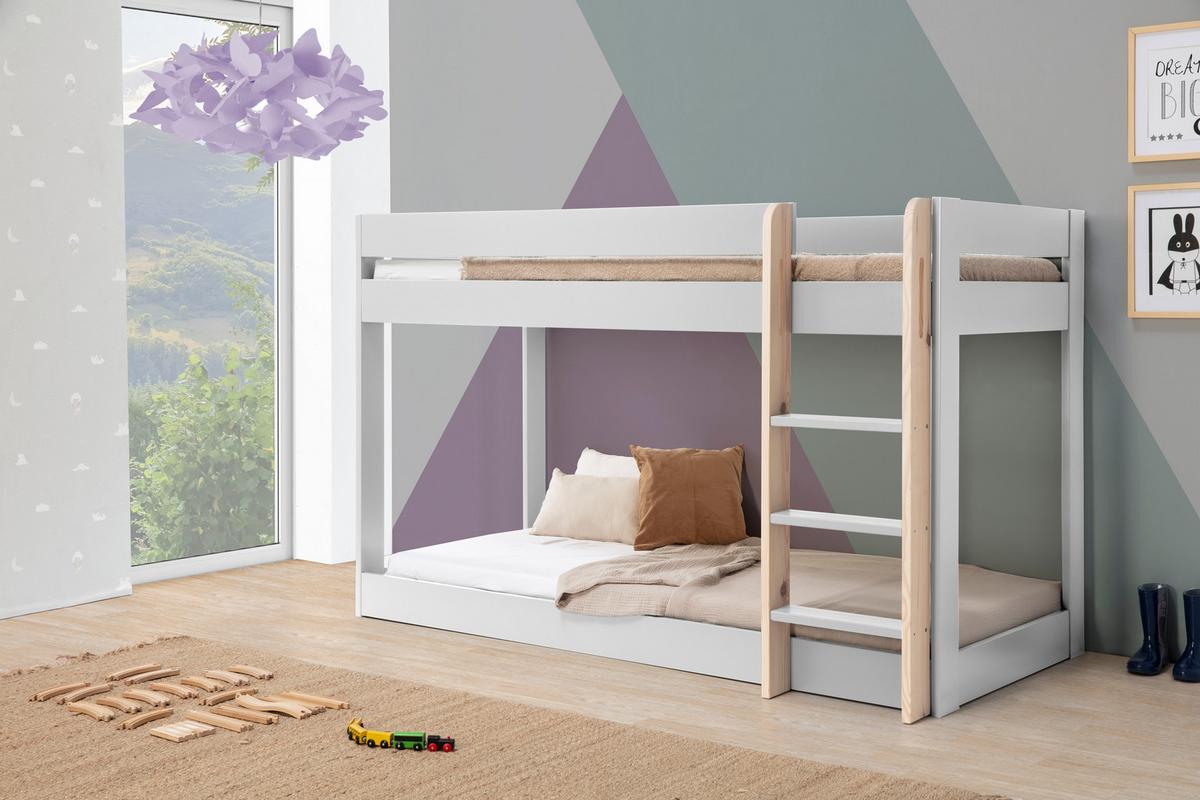 ETAGENBETT Angel Weiß 197/107/131 cm - Weiß, Holz (190/90cm) - Calicosy