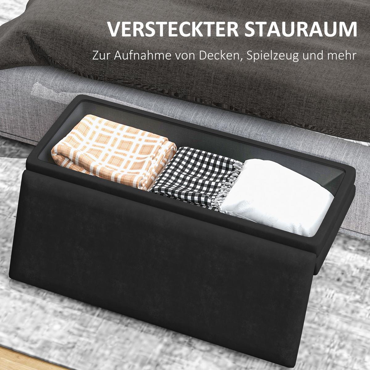 TRUHENBANK mit Stahlbeine, Schwarz - Schwarz, Kunststoff (37.5/42/100cm) - HOMCOM