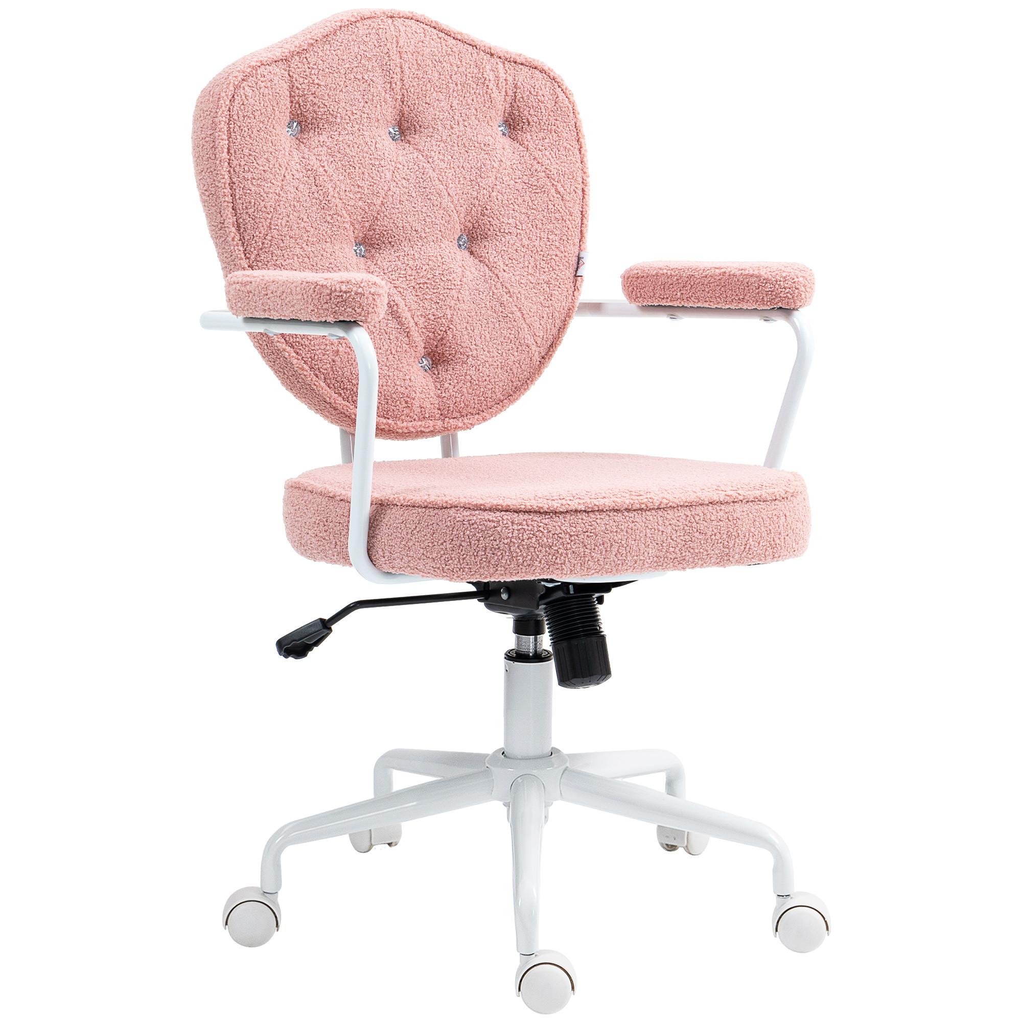 BÜROSTUHL, Ergonomisch Schreibtischstuhl mit Wippfunktion, Drehbar, Rosa - Rosa/Weiß, Kunststoff/Textil (61.5/101/63cm) - HOMCOM