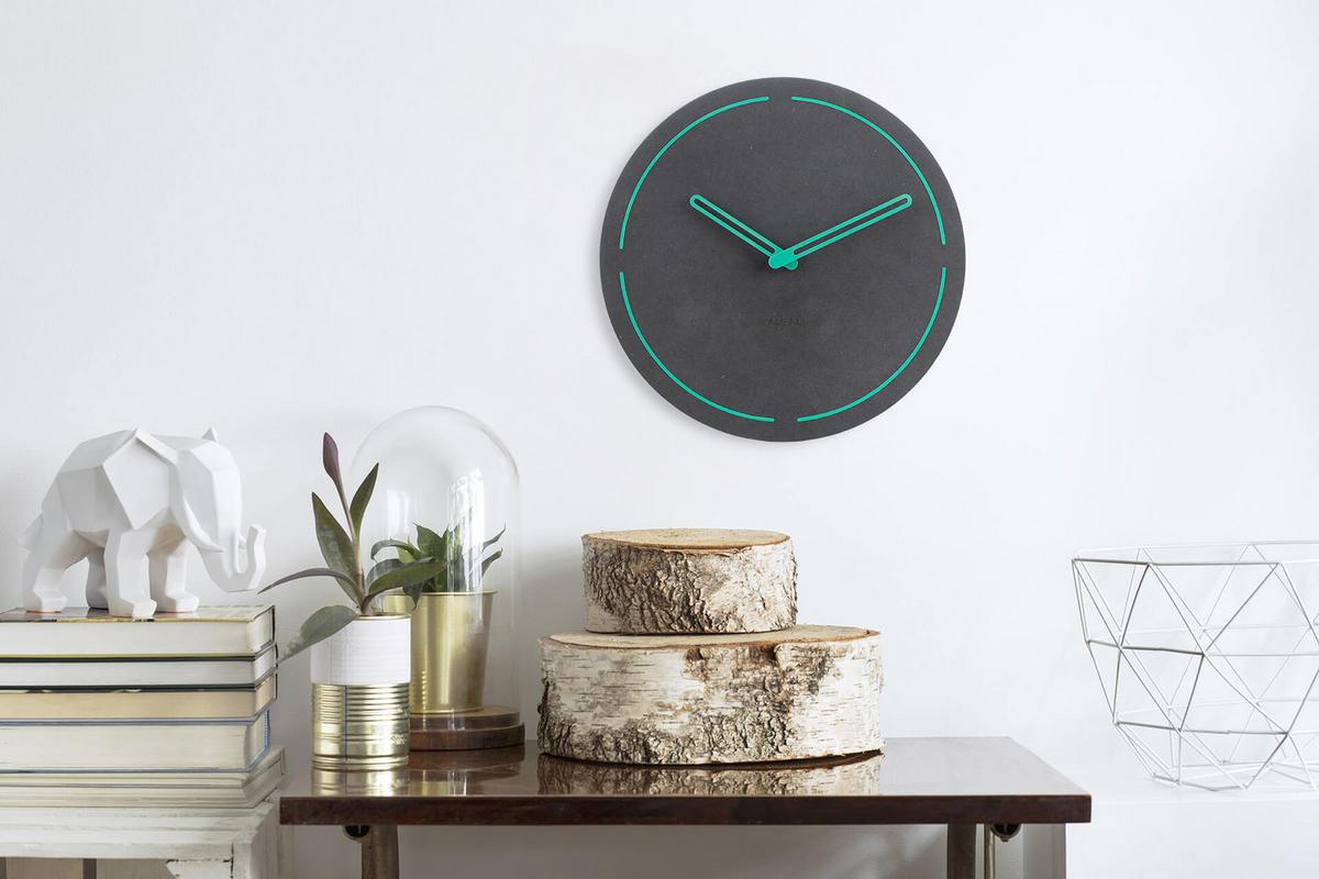 WANDUHR Design Grau 26/26 cm - Schwarz, Holzwerkstoff (26/26/1cm) - ONZENO