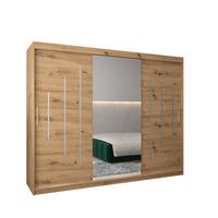 SCHWEBETÜRENSCHRANK 200/250/62 3-türig - Silberfarben/Eiche Artisan, Holz/Kunststoff (250/200/62cm) - Abiks Möbel