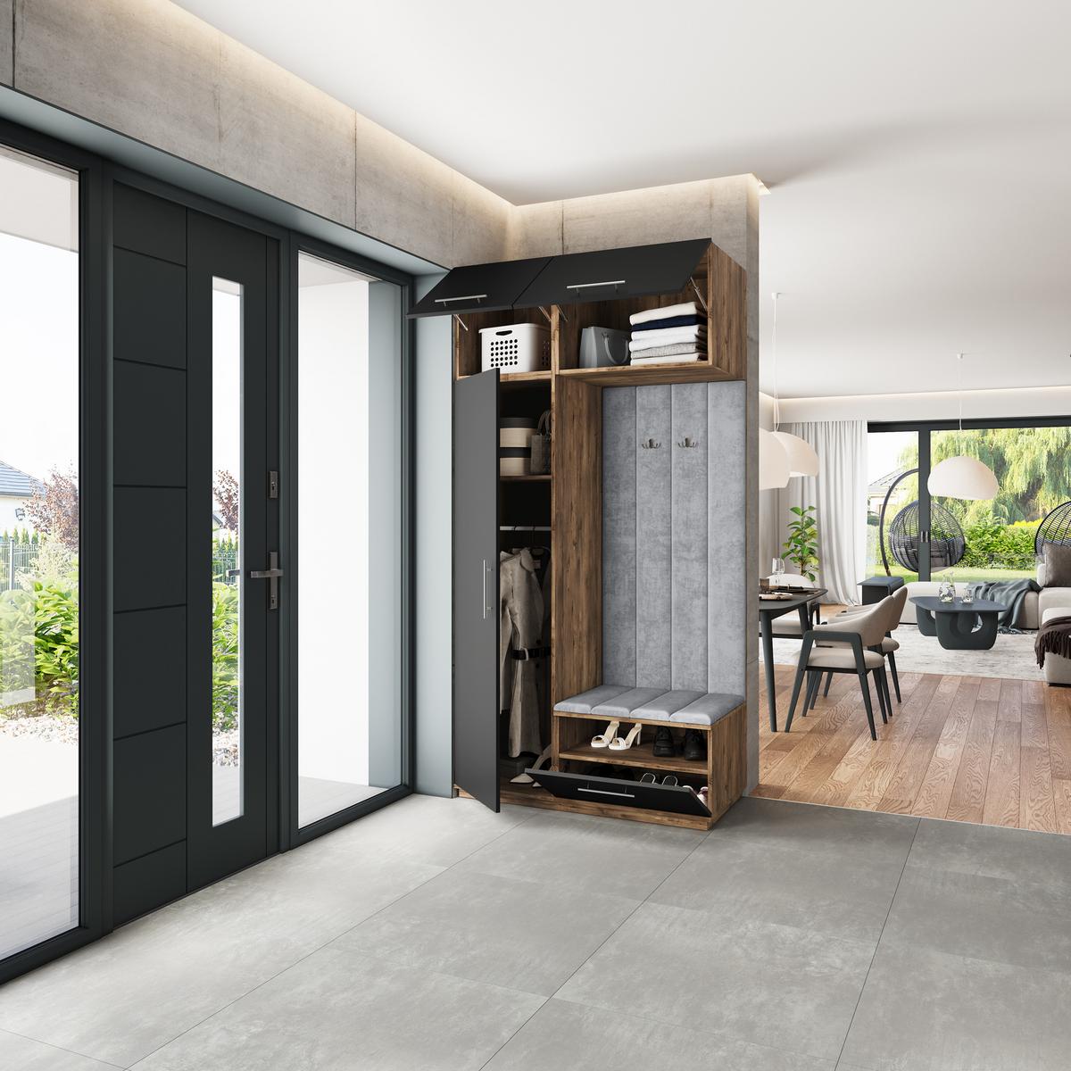 GARDEROBENSCHRANK REMA 120/240/60 cm Modern Eichefarben - Eichefarben/Hellgrau, Holzwerkstoff (120/240/60cm) - MASSENO