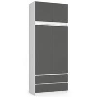 KLEIDERSCHRANK Weiß, Graphit Grau 234/90/51 - Weiß, Holzwerkstoff (90/234/51cm) - RAUMHIRSCH FURNITURE