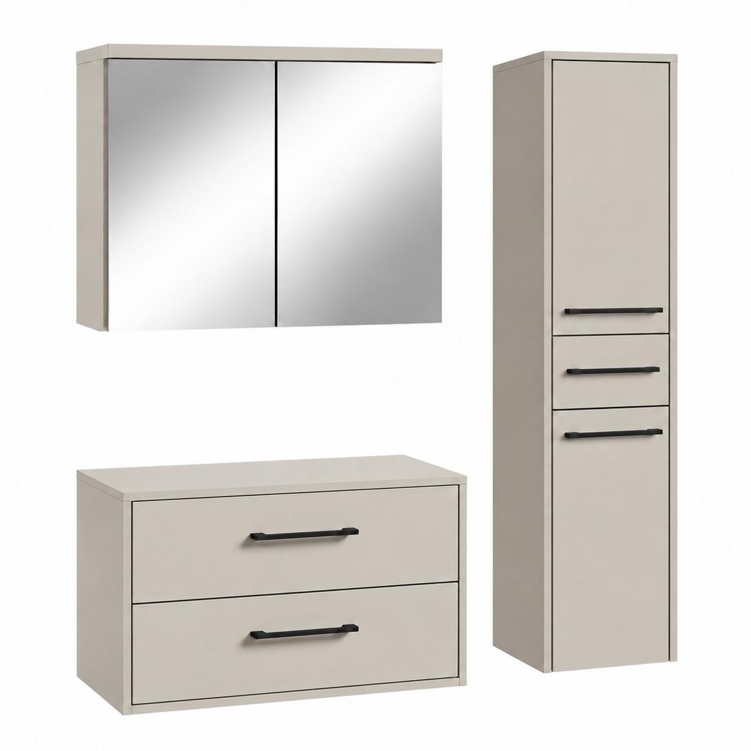 BADMÖBEL-SET Florence 3 Teile Cashmere - 80 x 46 x 46 cm - Kaschmir, Holz (80/46/46cm) - Badplaats