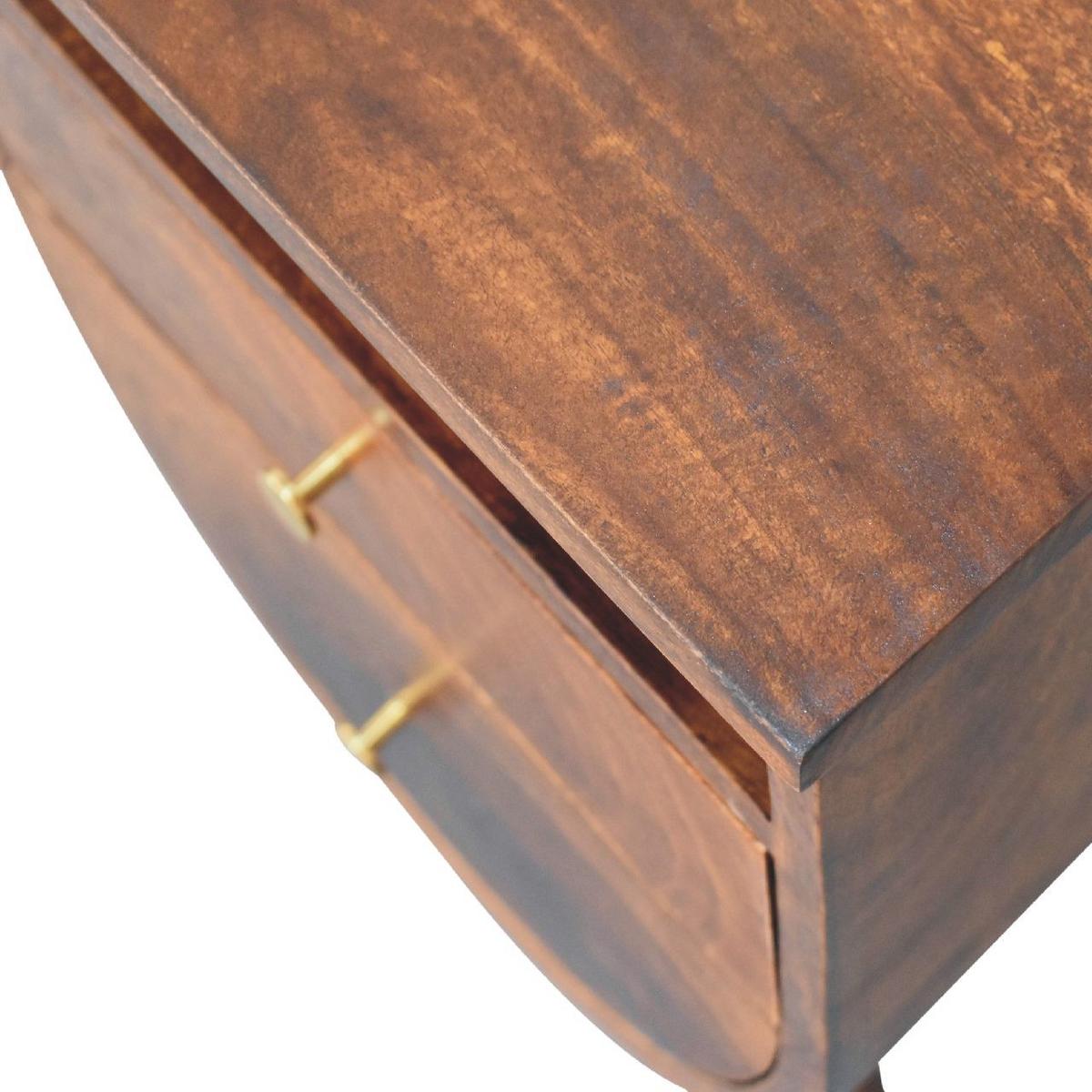 NACHTTISCH Split, 1 Schublade, 1 Offenes Fach, Nordische Beine, Dunkelbraun - Kastanienfarben/Messingfarben, Holz/Metall (40/52/35cm) - Artisan Furniture