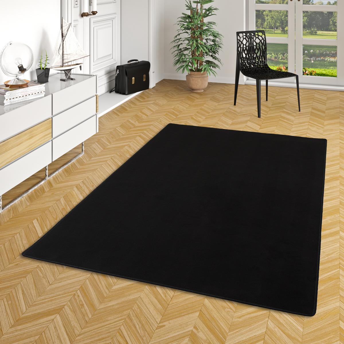 BASIC VELOURS TEPPICH CARLA - Schwarz, Textil (80/160cm) - Snapstyle