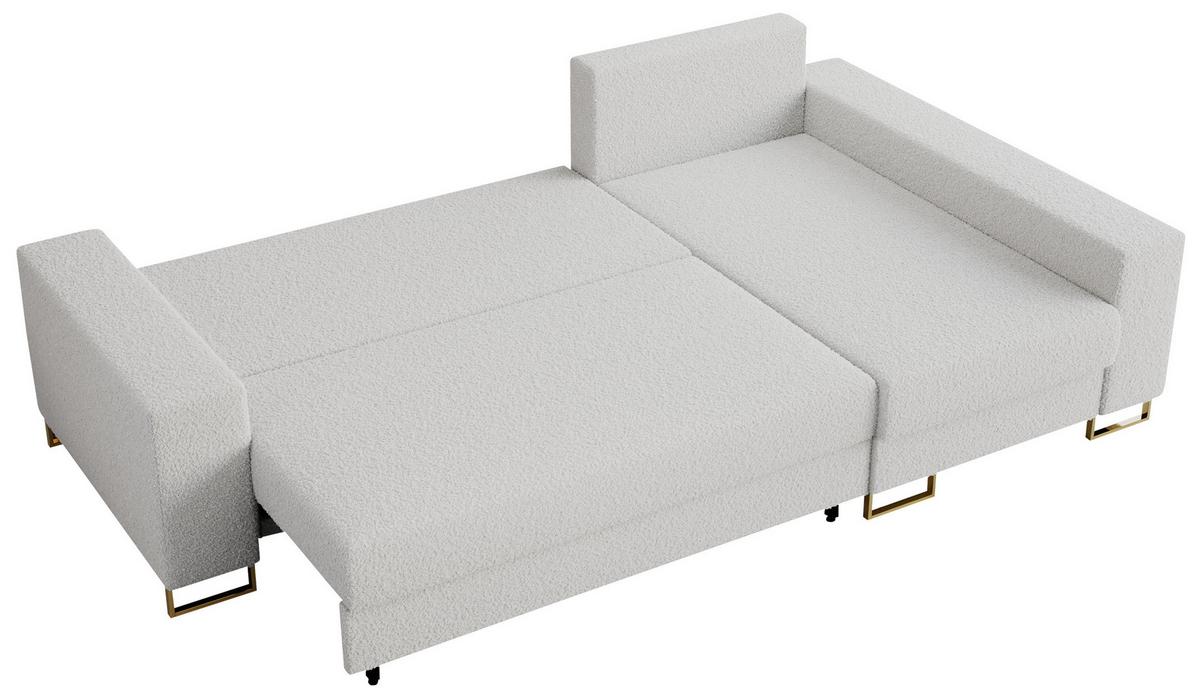 ECKSOFA Dorian Boucle Weiß - Goldfarben/Weiß, Textil/Metall (242/138cm) - MKS