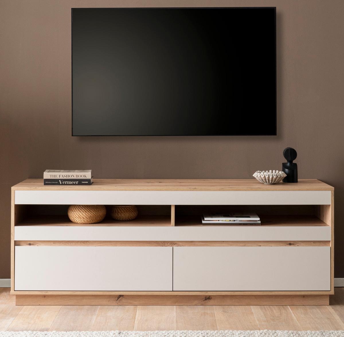 TV-LOWBOARD Kaschmir, Eiche Artisan 162 cm, TV Unterteil mit Schubkästen - Kaschmir/Eiche Artisan, Holzwerkstoff/Metall (162/60/45cm) - Furn.Design