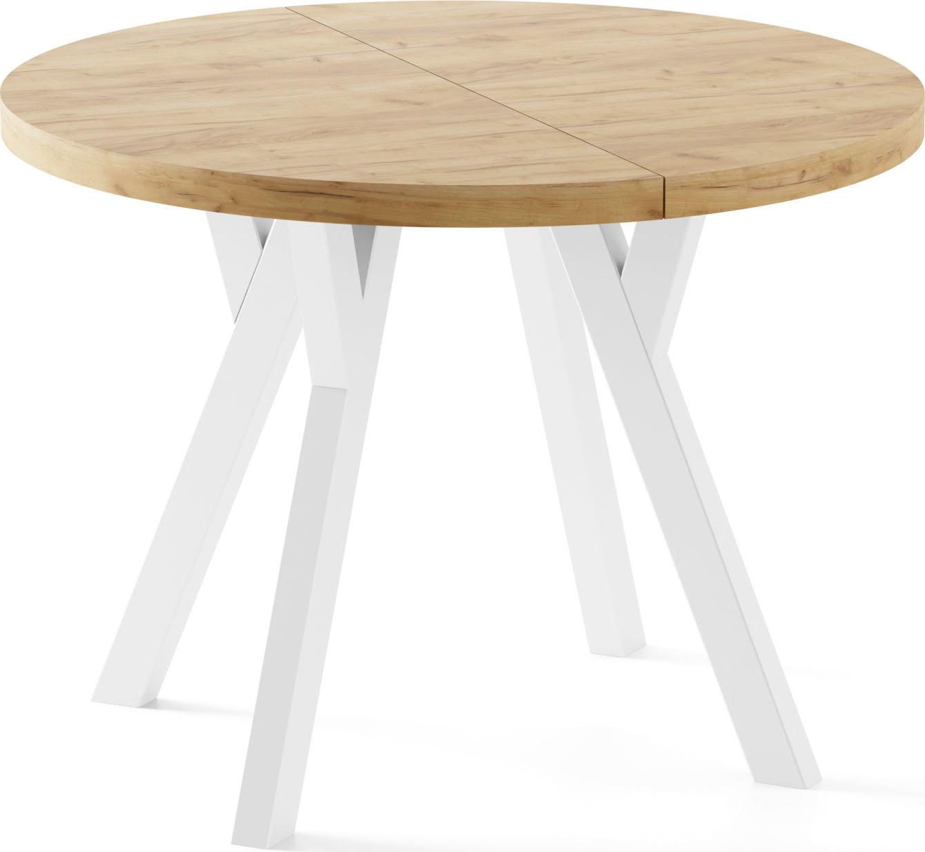ESSTISCH Twixy XXL groß rund oval ausziehbar, Eiche Hell Braun 100-250/100/76 cm - Eiche Wotan/Weiß, Holz/Holzwerkstoff (100/250/76cm) - WFL GROUP