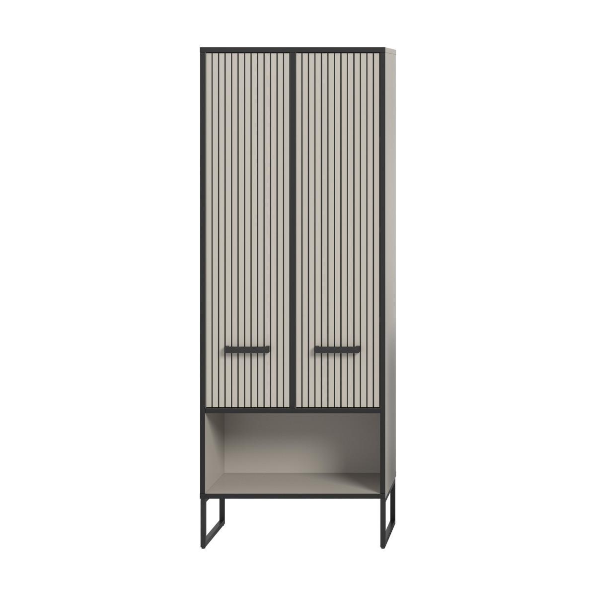 BADEZIMMERSCHRANK mit 2 Türen und 2 Nischen, Kaschmir 32/159/59 cm - Beige, Holzwerkstoff (32/159/38cm) - Calicosy