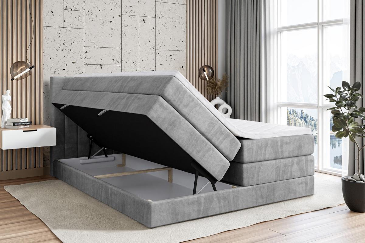 BOXSPRINGBETT EDITA KING - 140x200 - H3/H4 - Hellgrau - Hellgrau, Holzwerkstoff (140/200cm) - ALTDECOR