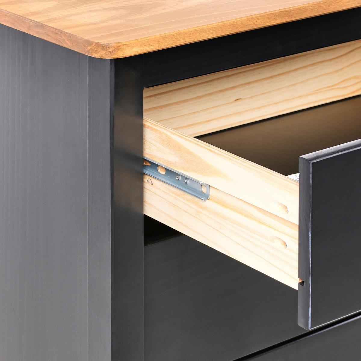 SIDEBOARD mit 2 Türen Kiefernholz Schwarz Shillington - Schwarz, Holz (150/83/40cm) - Beliani