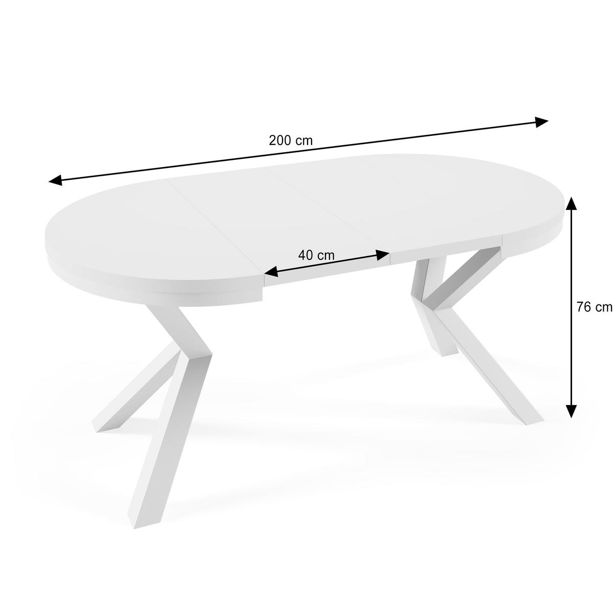 ESSTISCH Nordic, Runder Tisch mit Ausziehfunktion, 120-200x100 cm, Kaschmir+eiche Cremona Cannolo - Kaschmir/Eichefarben, Metall (120/120/76cm) - Beautysofa
