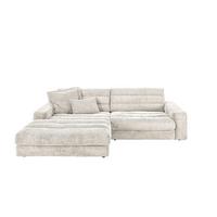 ECKSOFA LANA SOFA Cremeweiß Cord - Creme/Schwarz, Textil (296/205cm) - KAWOLA