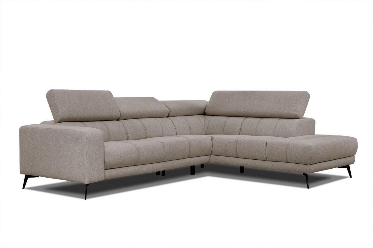 ECKSOFA MORELLO 5-Sitzer, taupe - Taupe/Schwarz, Holzwerkstoff/Textil (287/228cm) - Wozimo