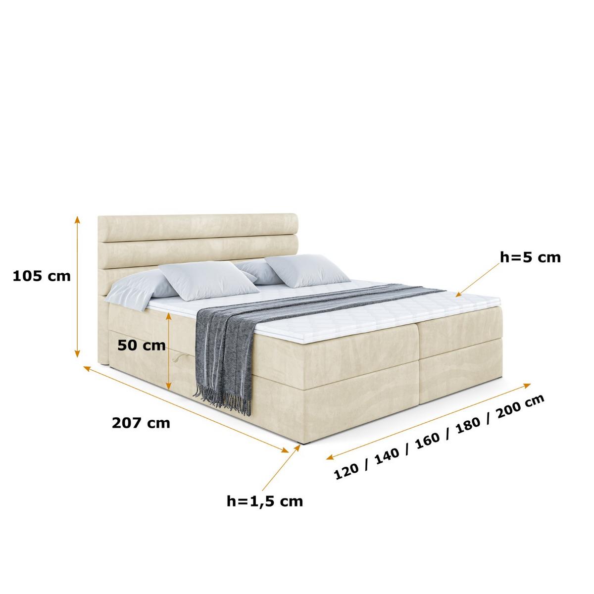 BOXBETT mit Matratze H3 und Lattenrost - CELESTIA - 180x200 cm Beige - Beige, Holzwerkstoff (180/200cm) - ALTDECOR