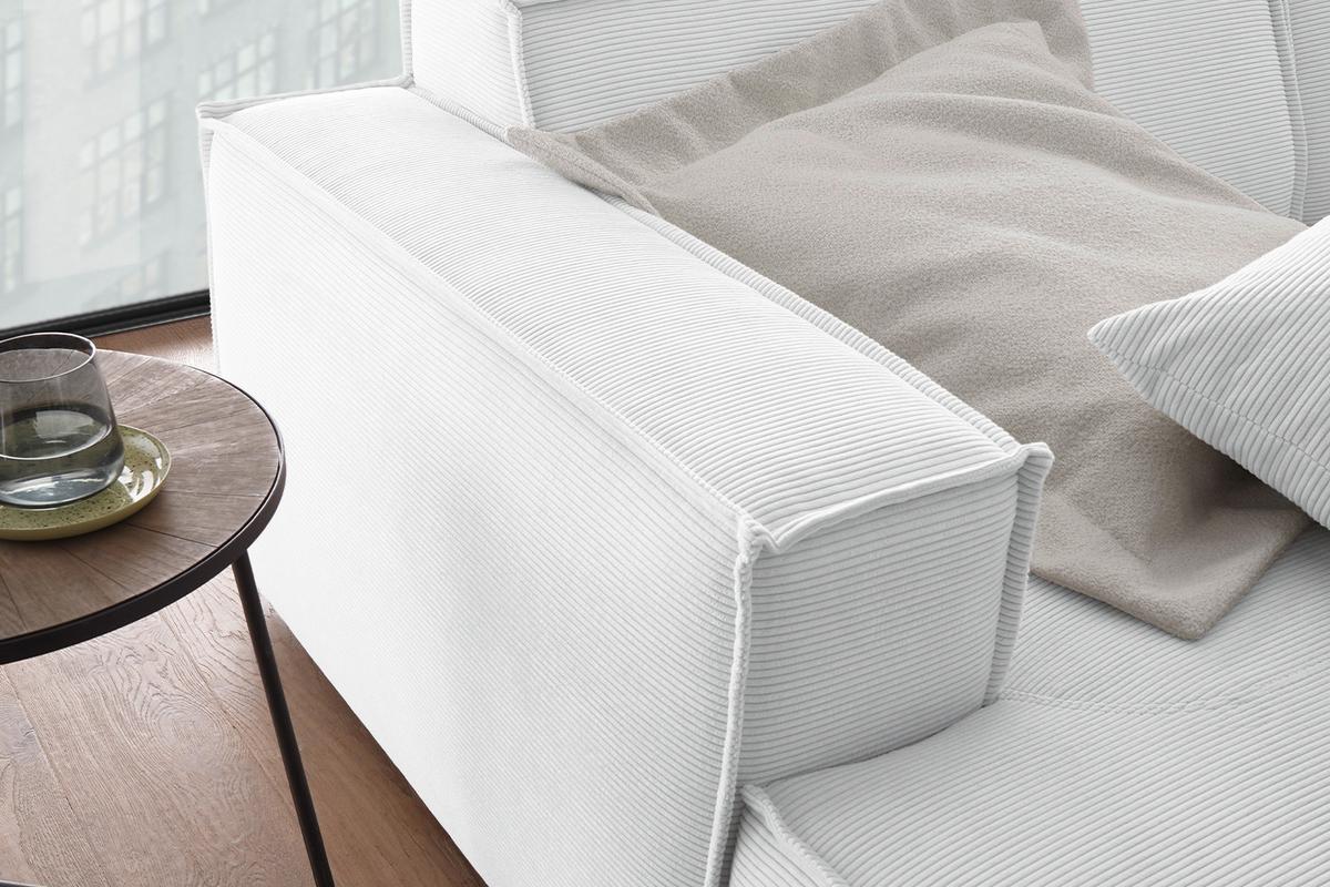 BIG SOFA SAMU Weiß Cord - Schwarz/Weiß, Textil (256/72/168cm) - KAWOLA