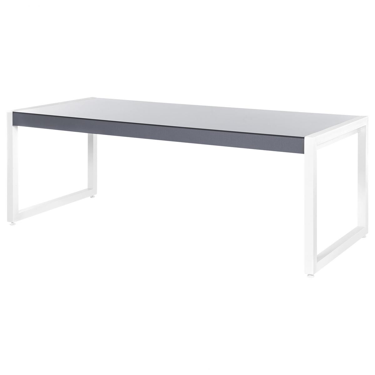 GARTENTISCH Aluminium grau/weiß 210/90 cm Bacoli - Weiß/Grau, Metall (210/90/74cm) - Beliani