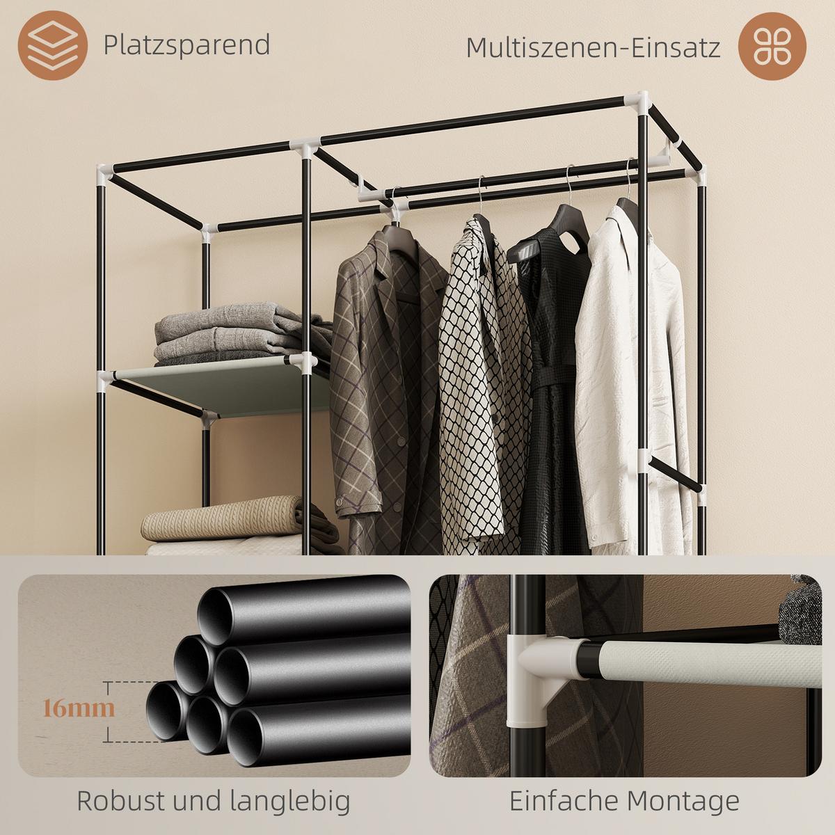 KLEIDERSCHRANK Stoffschrank Creme - Creme, Metall (43/162.5/103cm) - HOMCOM