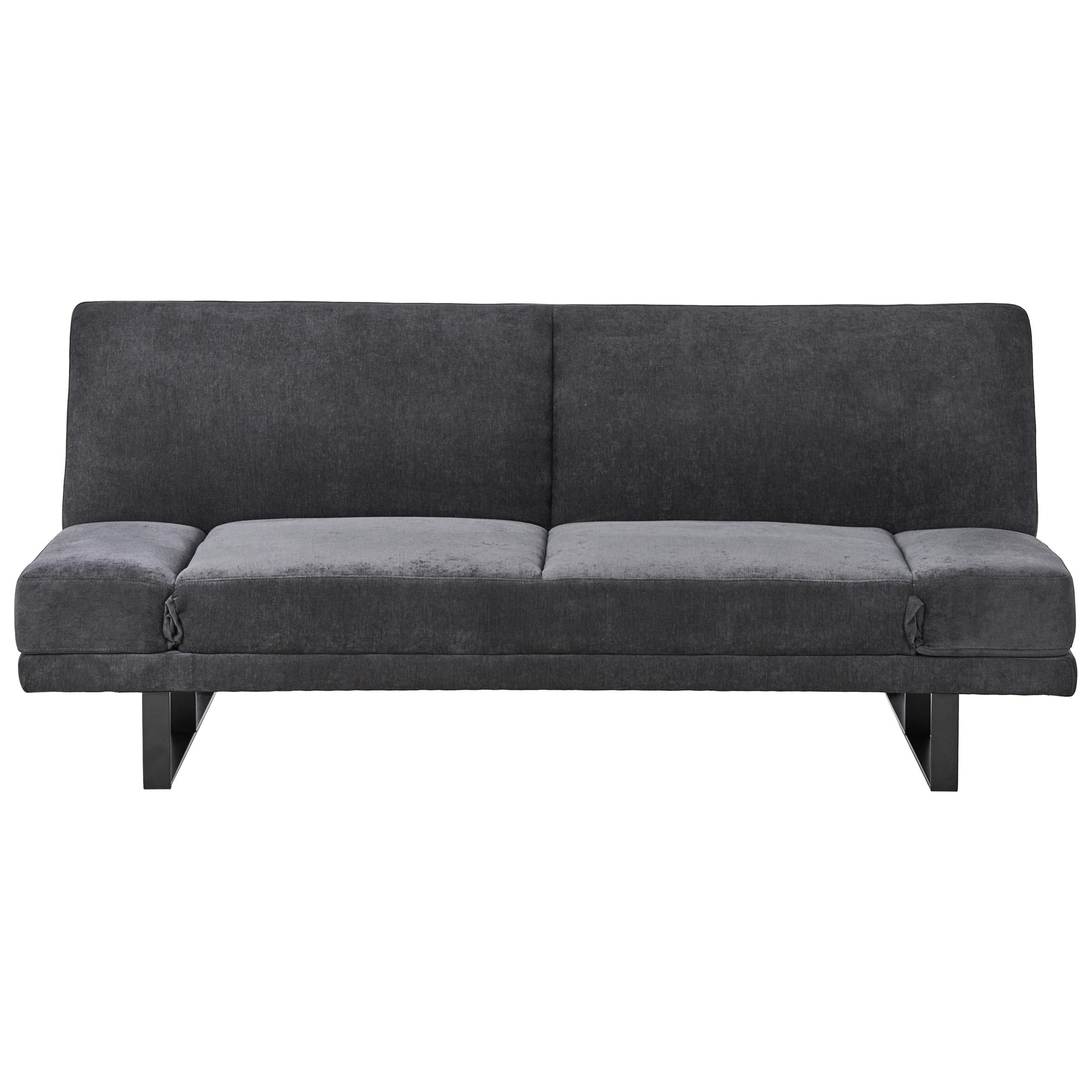 SCHLAFSOFA 2-Sitzer Chenillegewebe Schwarz York - Schwarz, Textil (190/81/89cm) - Beliani