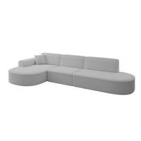 ECKSOFA Ottomane Links MARI-L2 - 328x171x79 cm Hellgrau Bouclé - Hellgrau/Schwarz, Holzwerkstoff/Kunststoff (165/321cm) - ALTDECOR