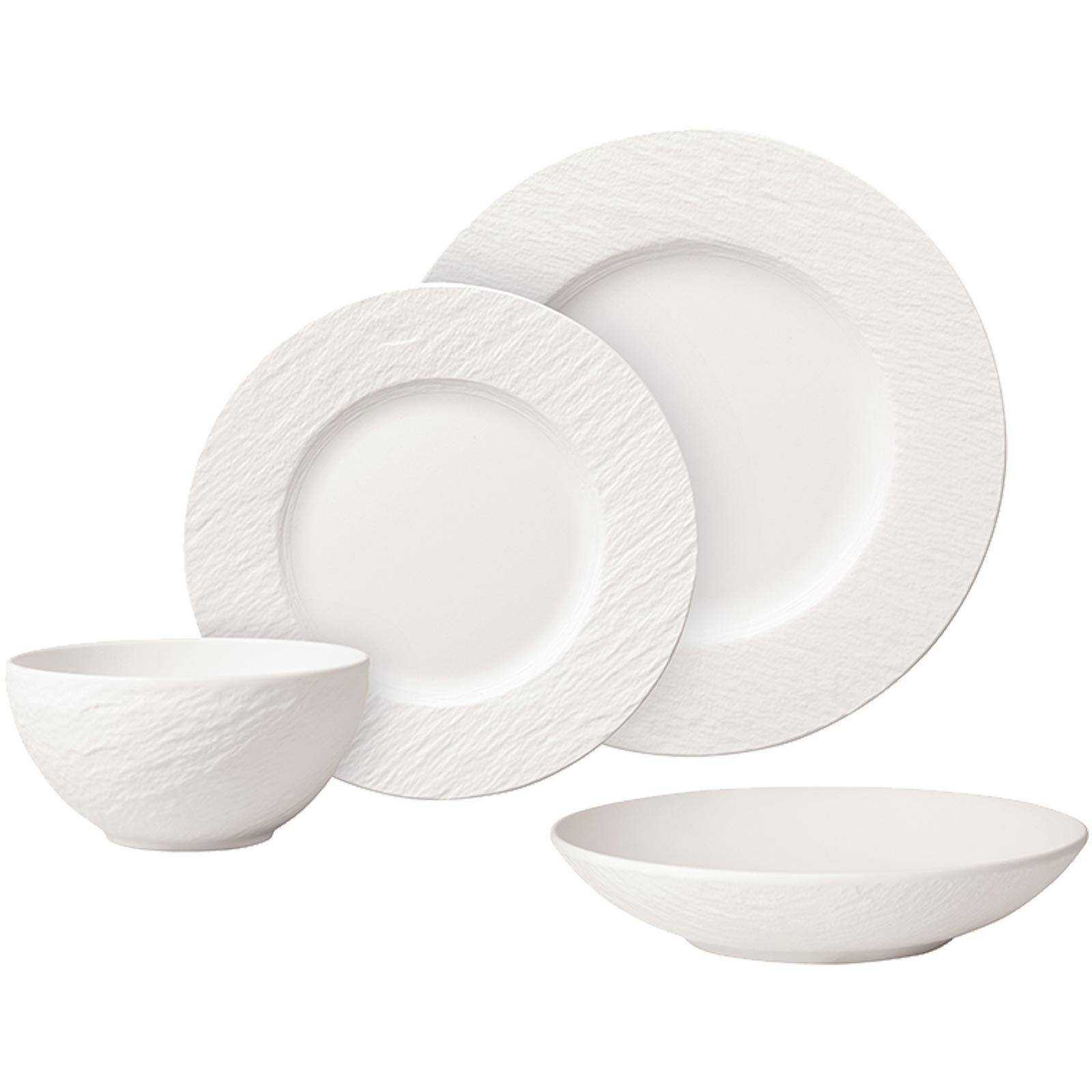 TAFELSERVICE Manufacture Rock weiß 16-tlg. - Weiß, Keramik (2/2/2cm) - Villeroy & Boch
