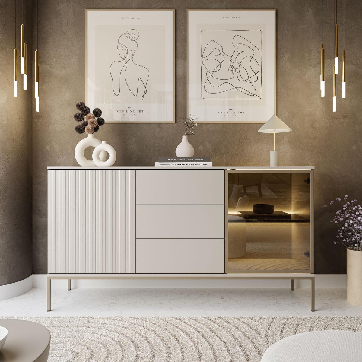 SIDEBOARDS ECLIPSE KSZ154 mit Beleuchtung,KASCHMIR - Kaschmir, Holzwerkstoff (154/83/39cm) - Lookway