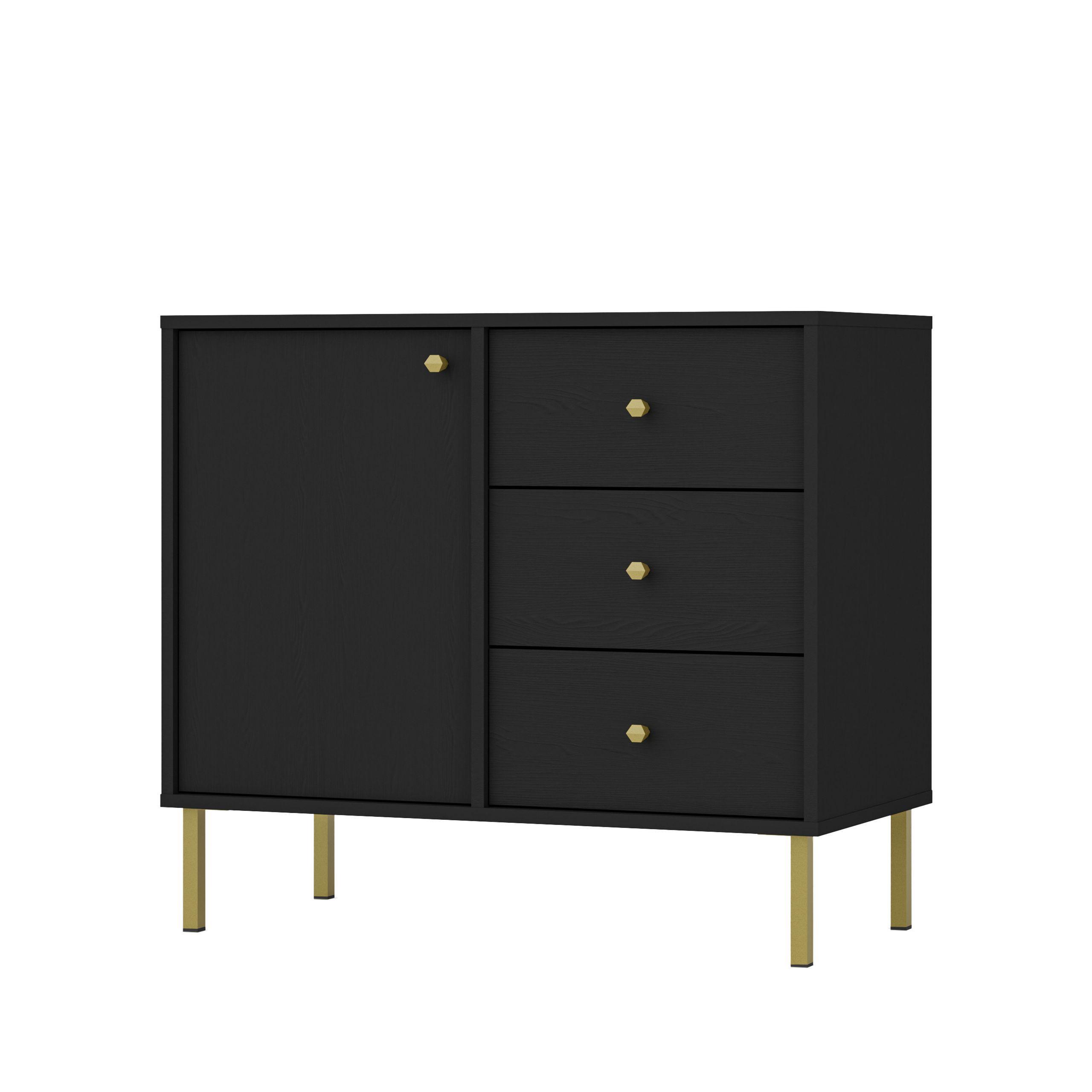 KOMMODE TORINO 84/74/41 cm mit 3 Schubladen 1 Türen Graphitfarben - Graphitfarben, Holzwerkstoff (84/74/41cm) - MASSENO