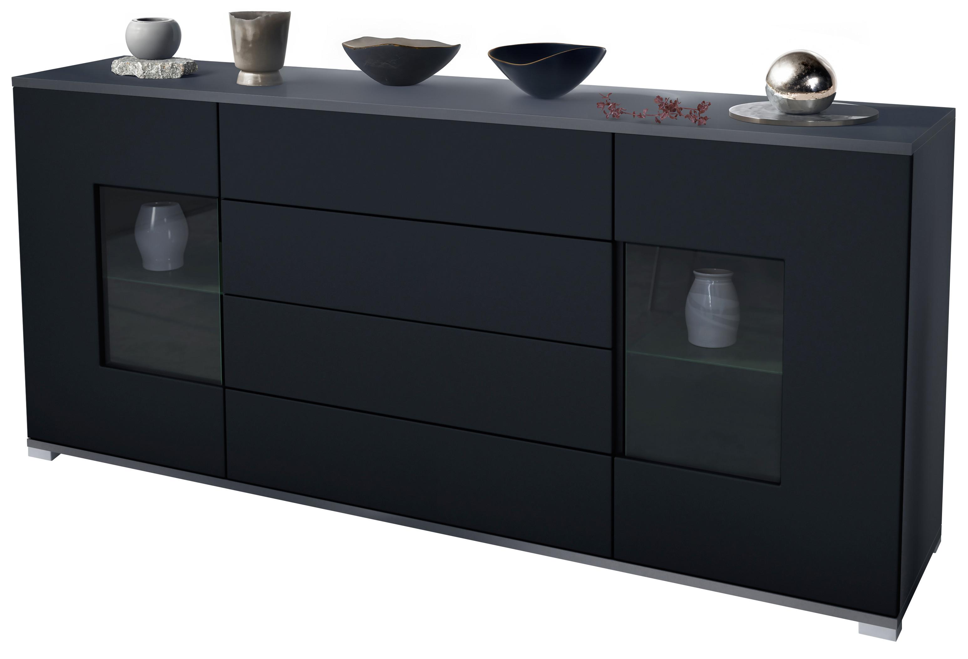 SIDEBOARD Grömitz Schwarz matt - Schwarz, Holzwerkstoff (166.5/75.5/35cm) - Vladon